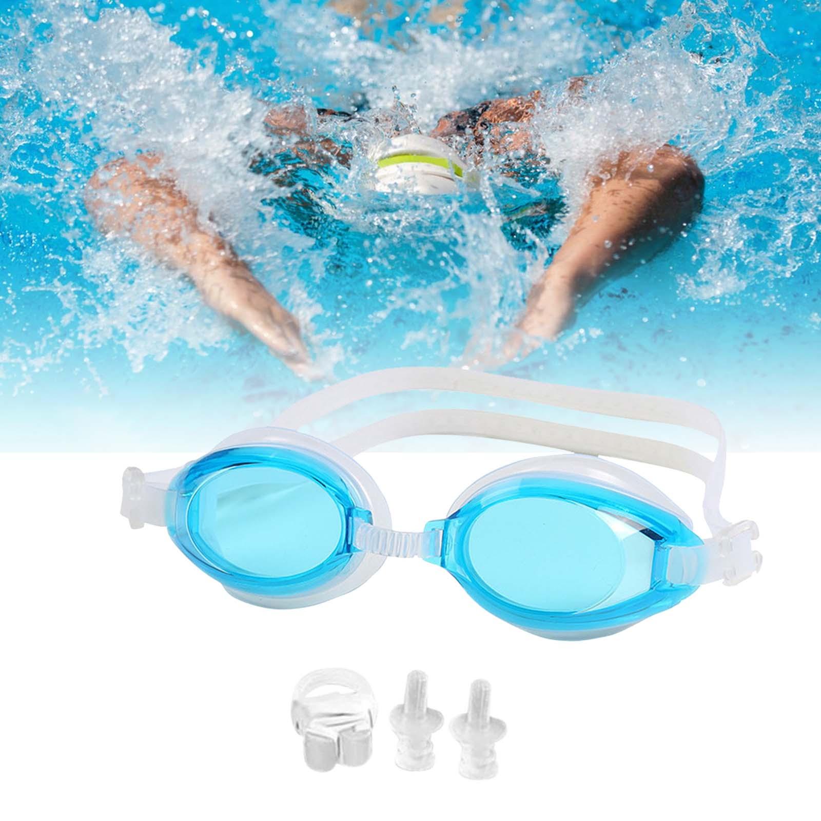 Swimming Goggles Adult Soft Silicone Strap Comfortable Anti Fog Swim Goggles Light Blue