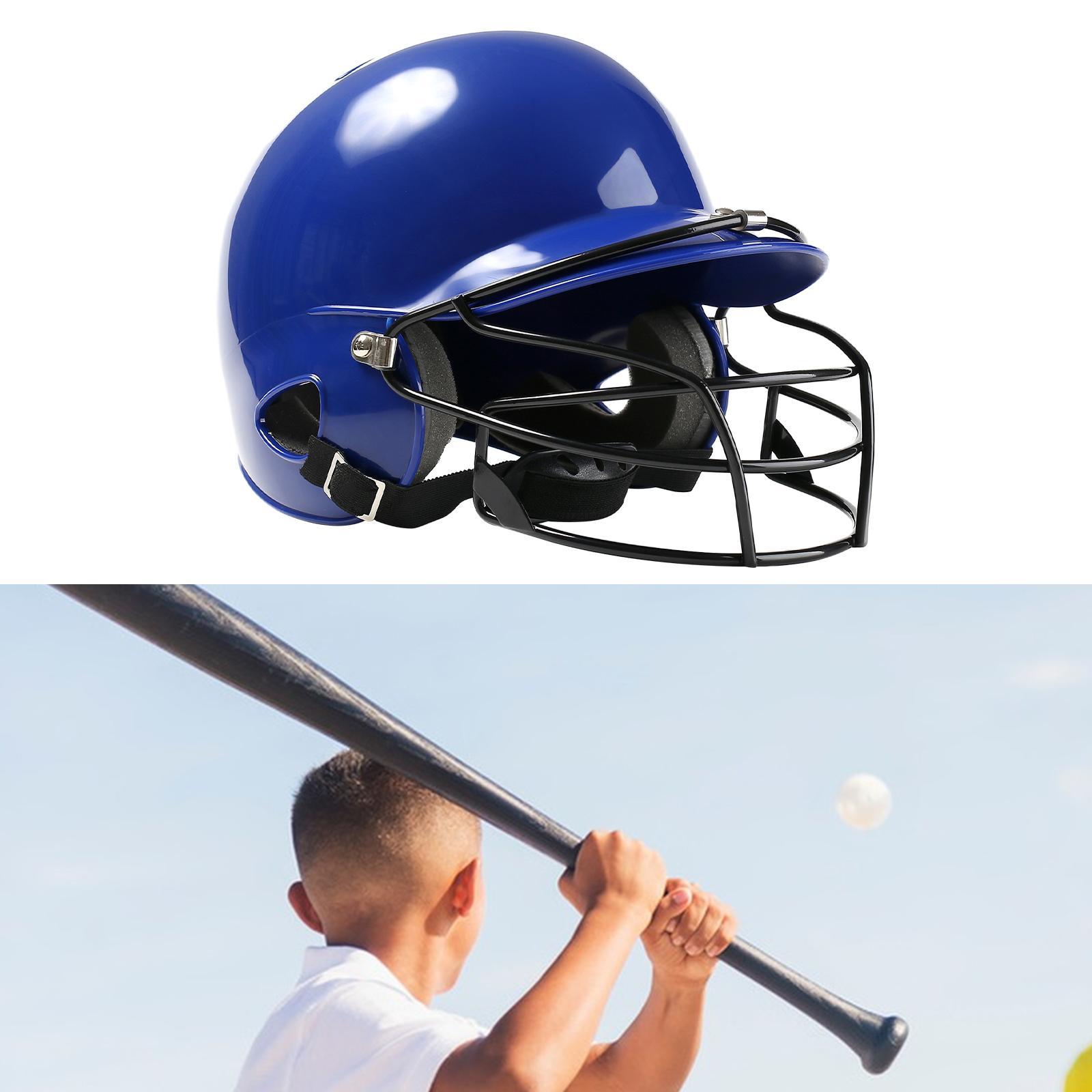 Baseball Batting Helmet with Facemask Sports Softball Helmet Protective Gear Blue