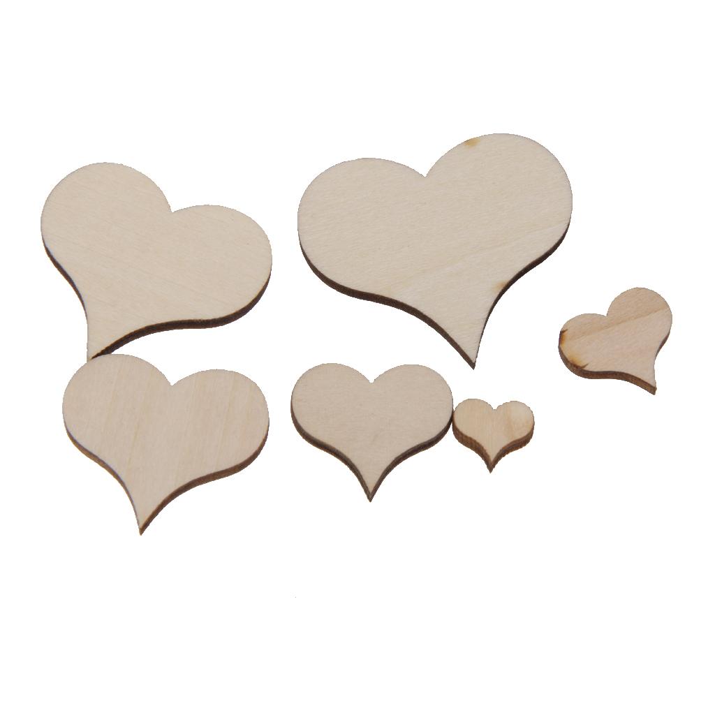 25Pcs Wooden Hearts Embellishments for Craft 38.5x3mm