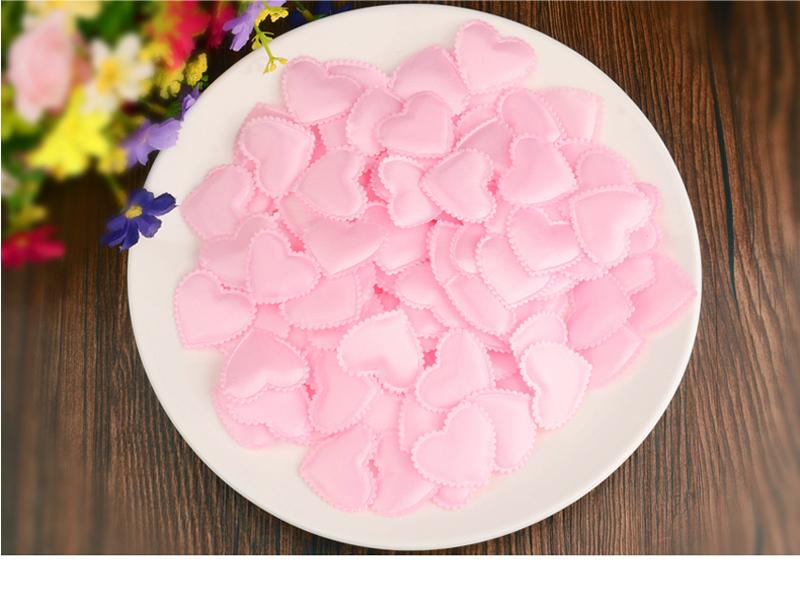 100Pcs Heart Shape Fabric Flower Petals Wedding Decor Pink