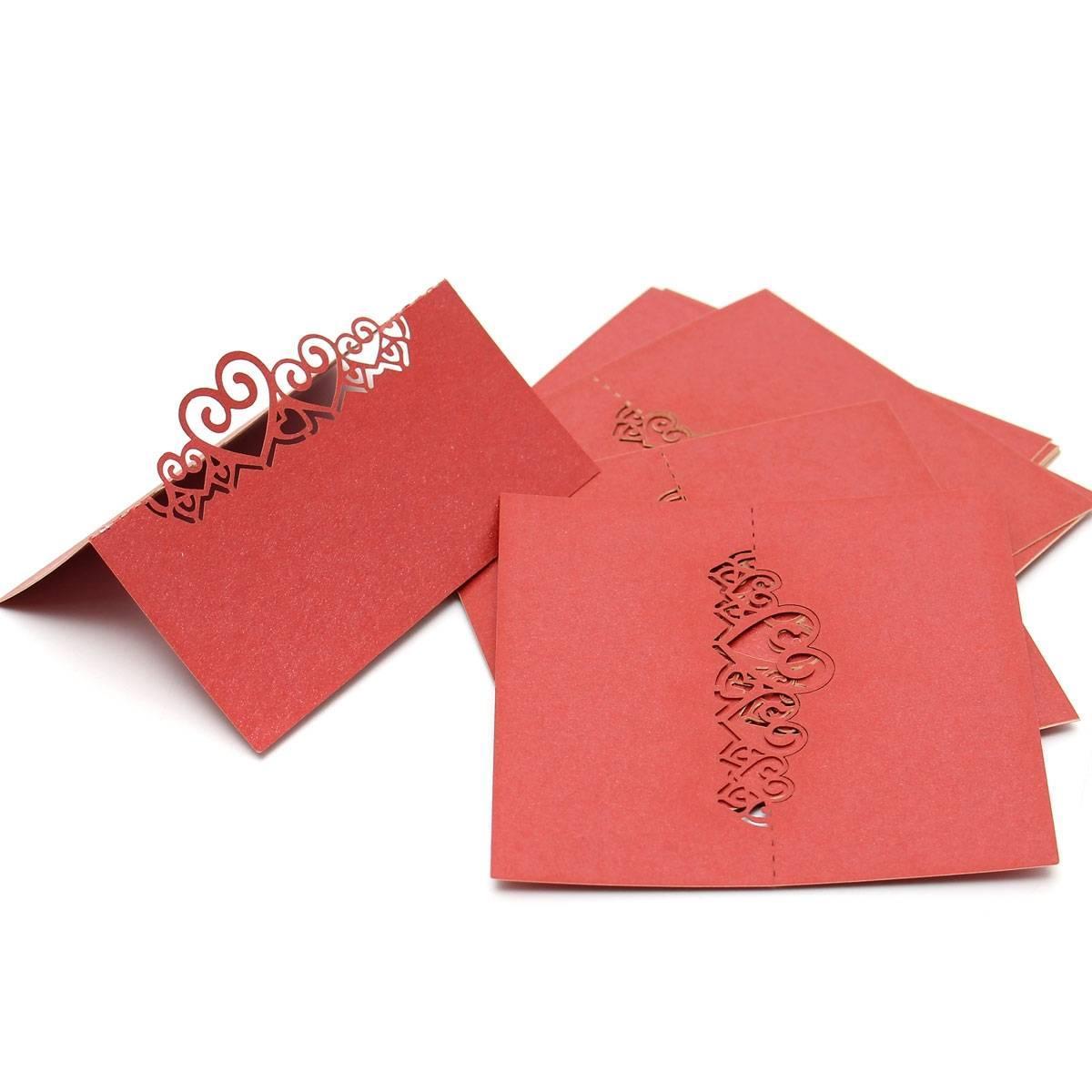 25pcs Wedding Table Place Cards Laser Cut Heart Name Number Place Cards