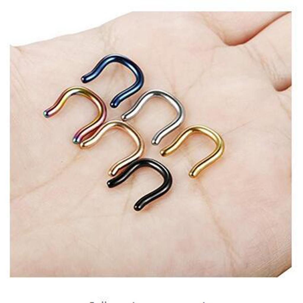 6pcs Colorful Stainless Steel UShape Septum Nose Ring Retainer