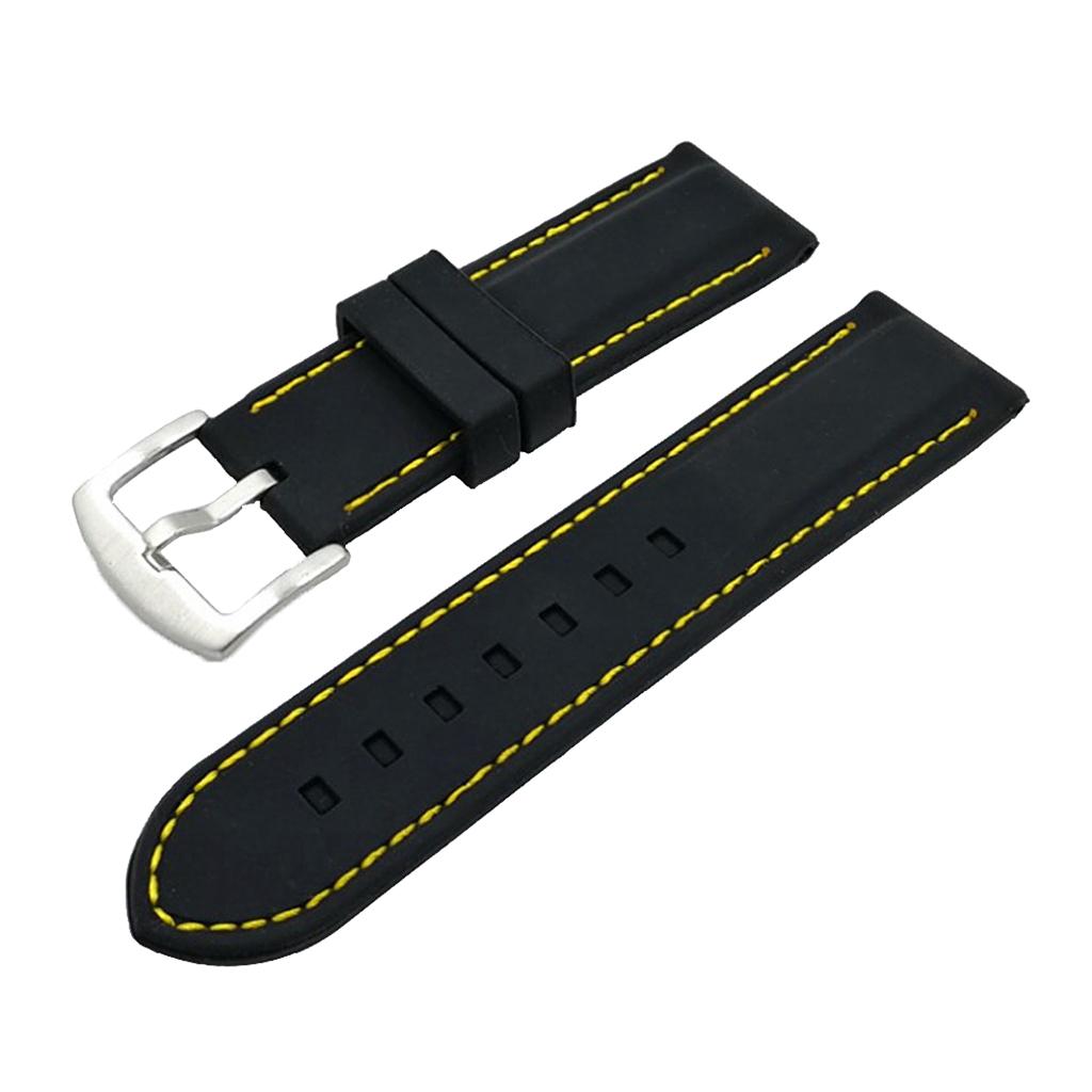 Silicone Rubber Waterproof Sport Watch Band Strap Replacement Wristband 24mm