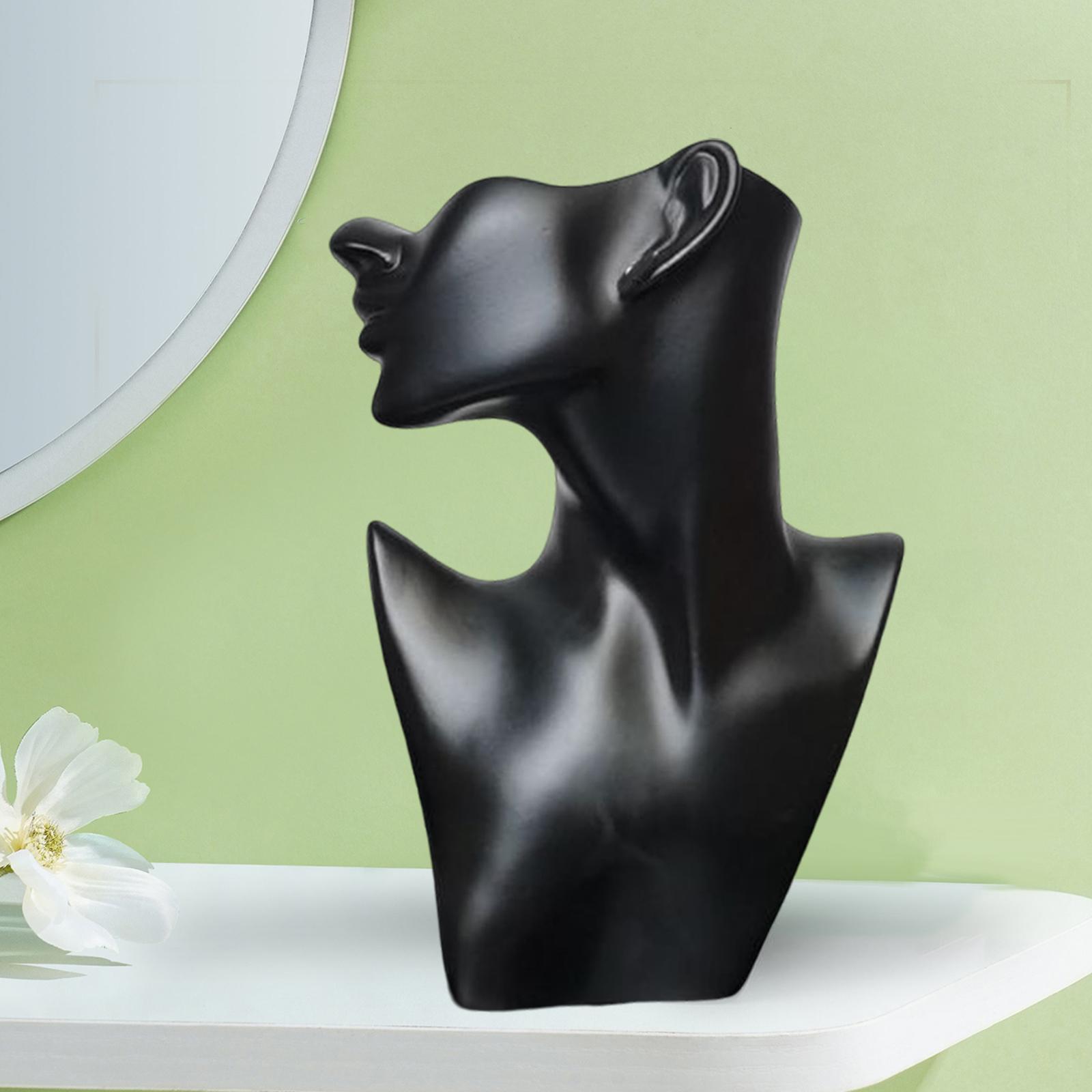 2pcs Necklace Jewelry Display Female Model Head Jewelry Stand White