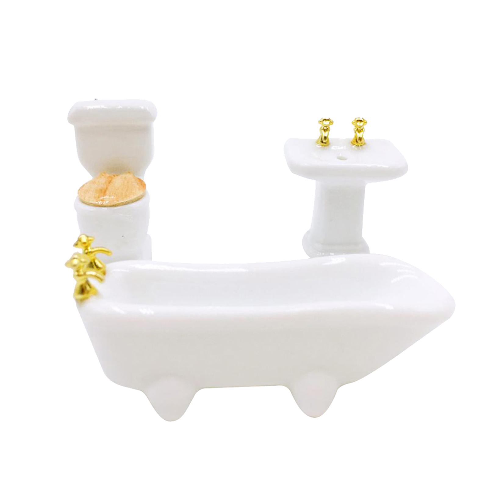 Dollhouse Bathroom Set 1/24 White