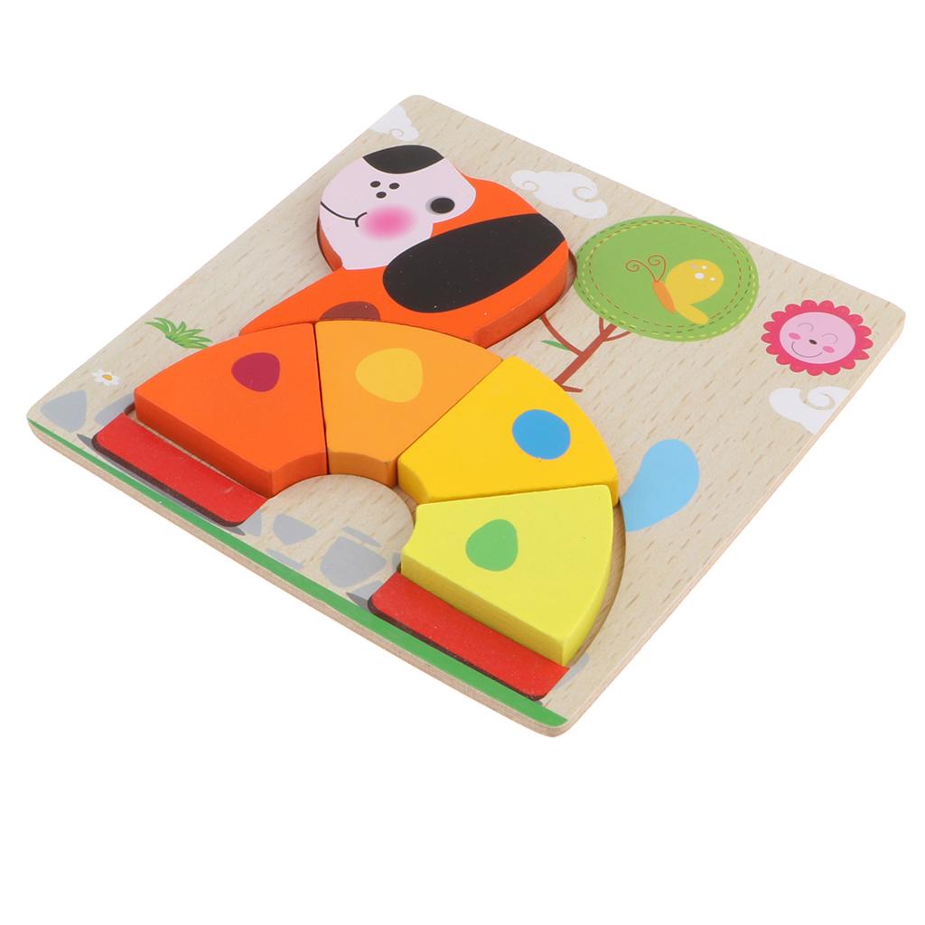 Montessori Wooden 3D Animals Jigsaw Puzzle Board Kids Toys Gift Puppy
