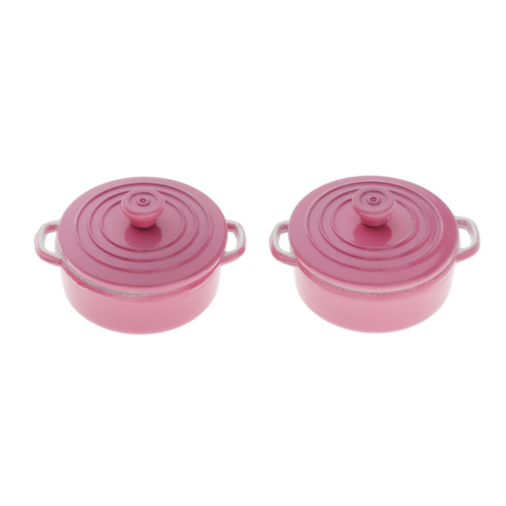 1/12 Dollhouse Miniature Soup Pot for Kitchen Decoration Accs Pink