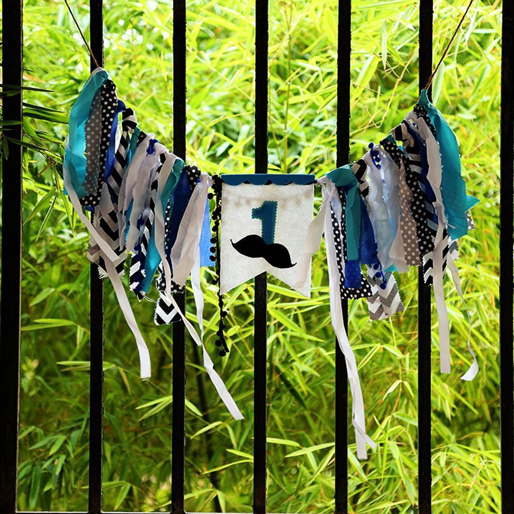 Kids Baby First Birthday Highchair Banner Rag Tied Home Party Wall Garlands