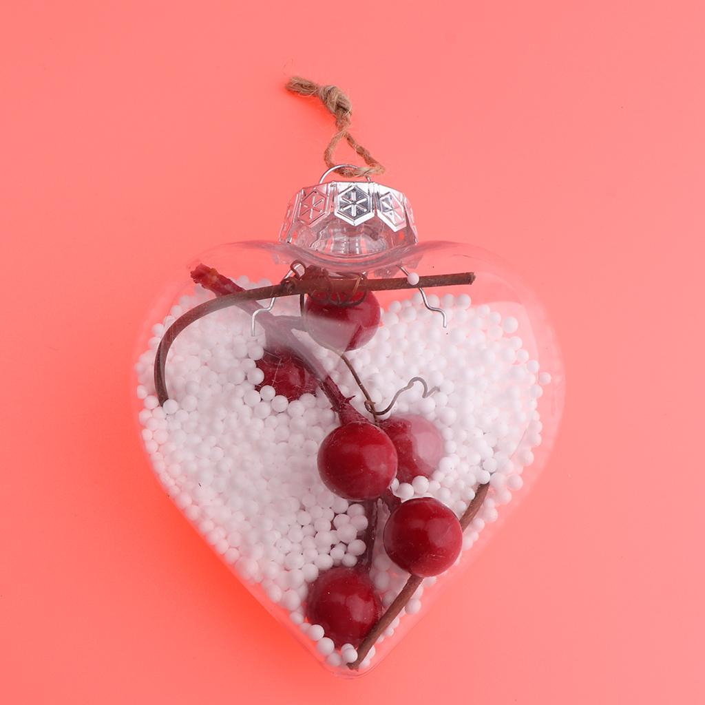 Romantic Heart Clear Christmas Ball Refillable Xmas Bauble Tree Ornament A