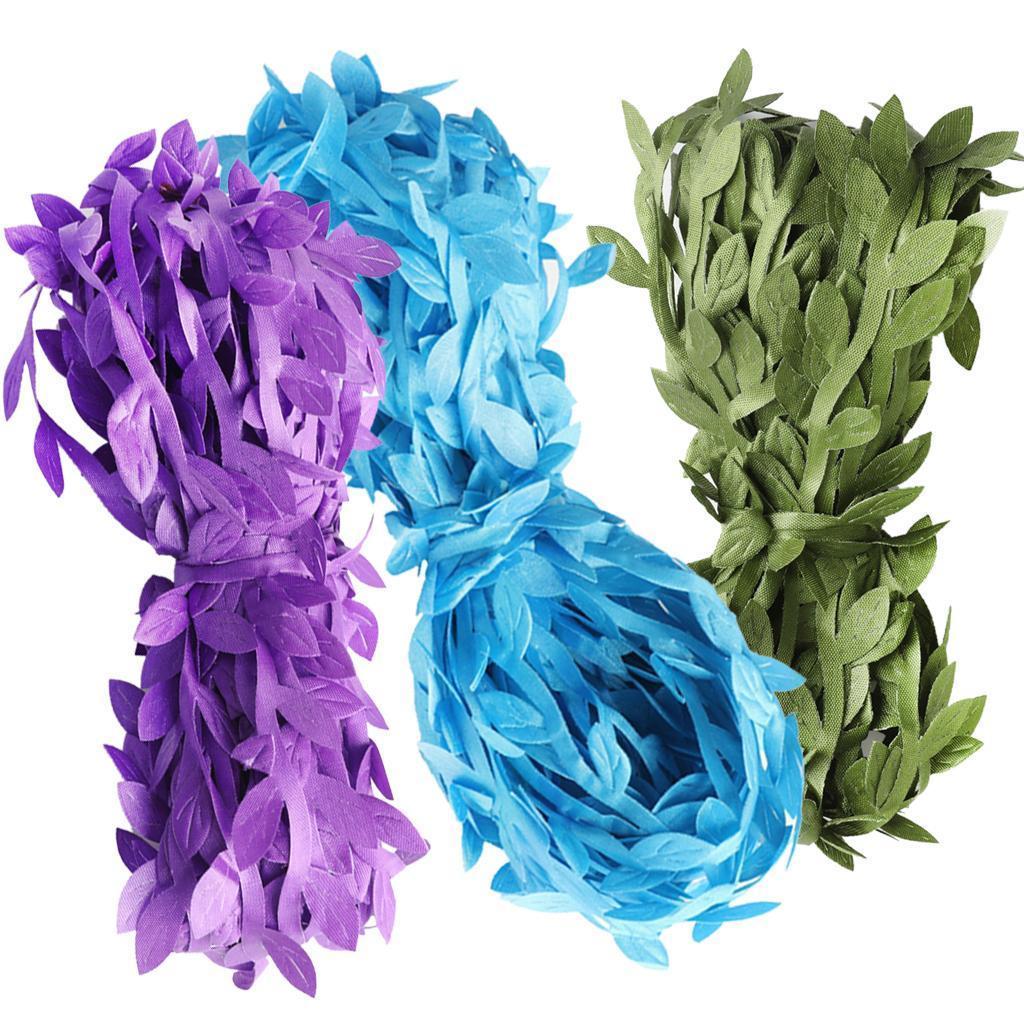 30 Meters Artificial Fabric Leaf Garland Ribbon Trims Blue Green Purple