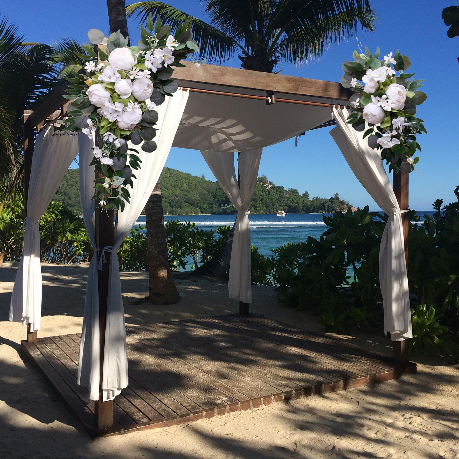 Artificial Wedding Arch Flowers Set Silk Peony Flower Swag Handmade Garlands White