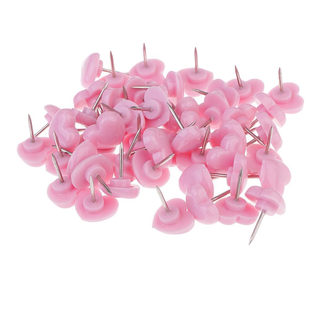 100 Pieces Heart Shape Push Pins Drawing Pins Office Thumbtack Red Pink