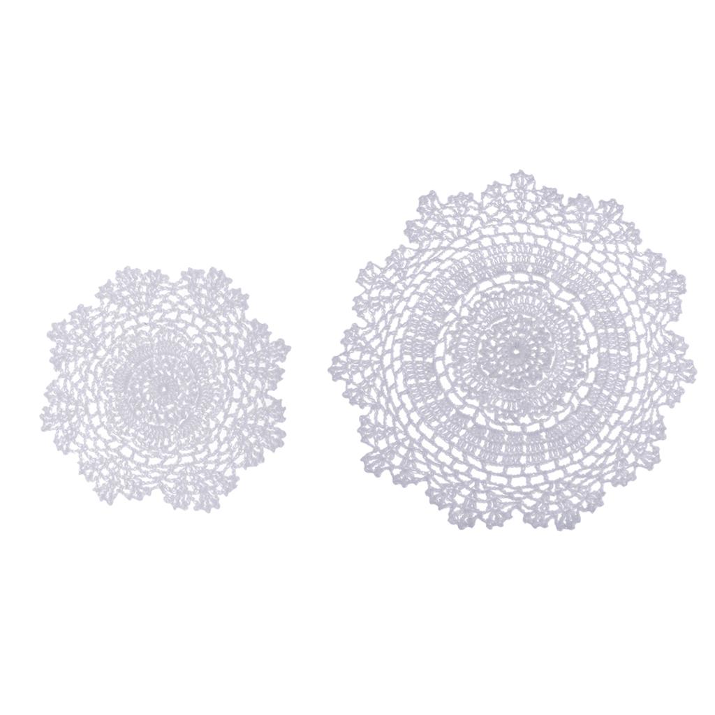 4x1 Piece White Handmade Crochet Cotton Lace Table Placemats Doilies  20cm