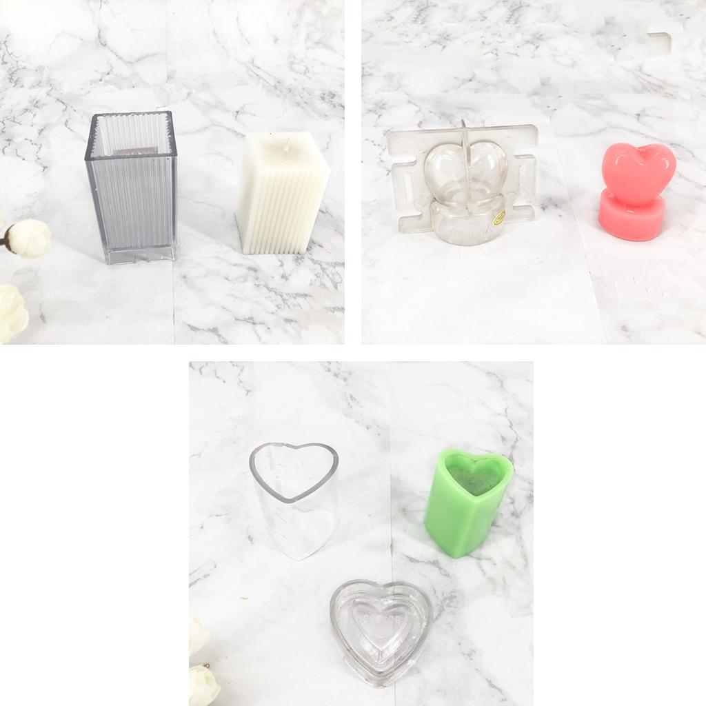 Transparent Square Heart Shaped Candle Mold Mould DIY Candles Making