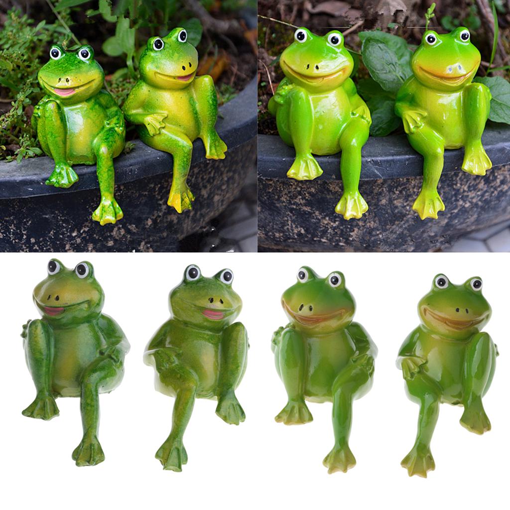 2x Resin Frogs Animals Toy Fairy Garden Ornament Home Decor Desk ...