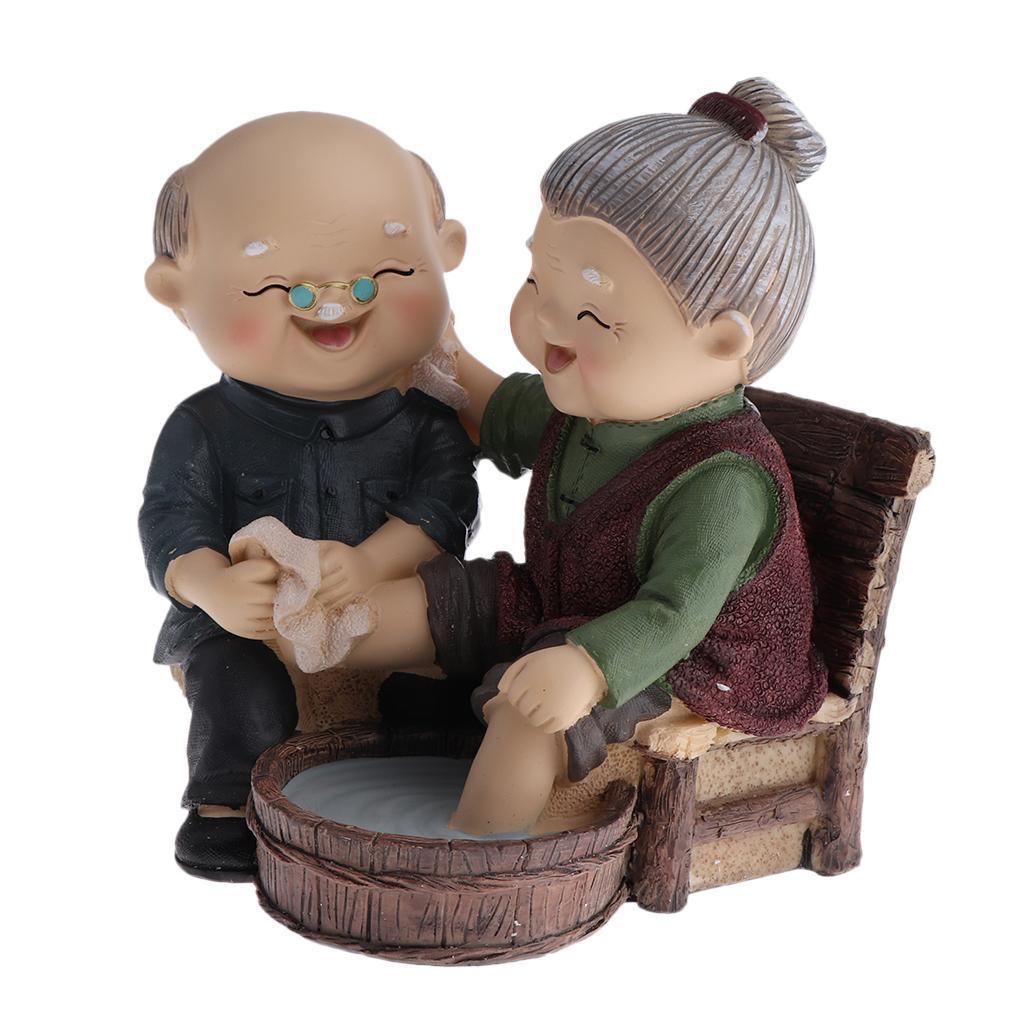 Handmade Resin Craft couple de personnes âgées figurines Loving vieillesse vie Home Decor
