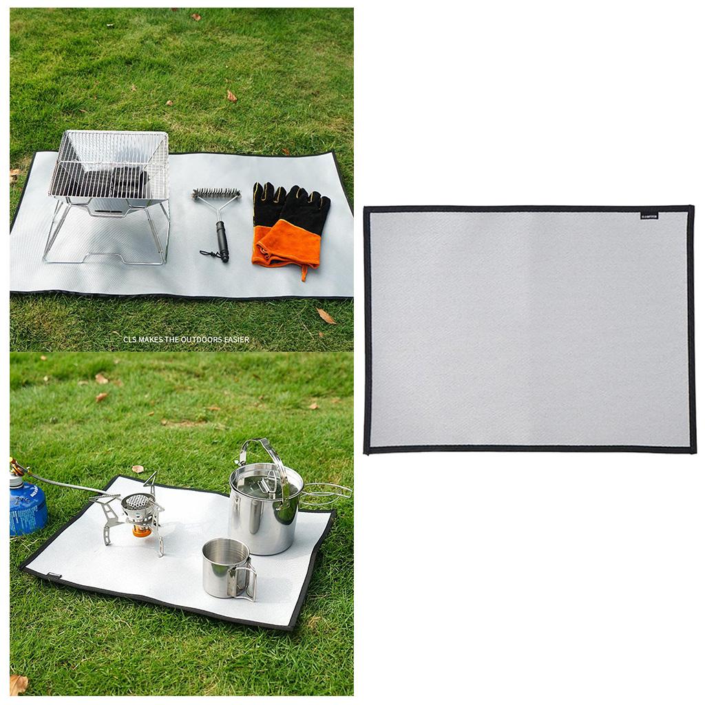 Camping Fireproof Grill Mat Cloth Flame Retardant Ember Mat Blanket 60x53cm