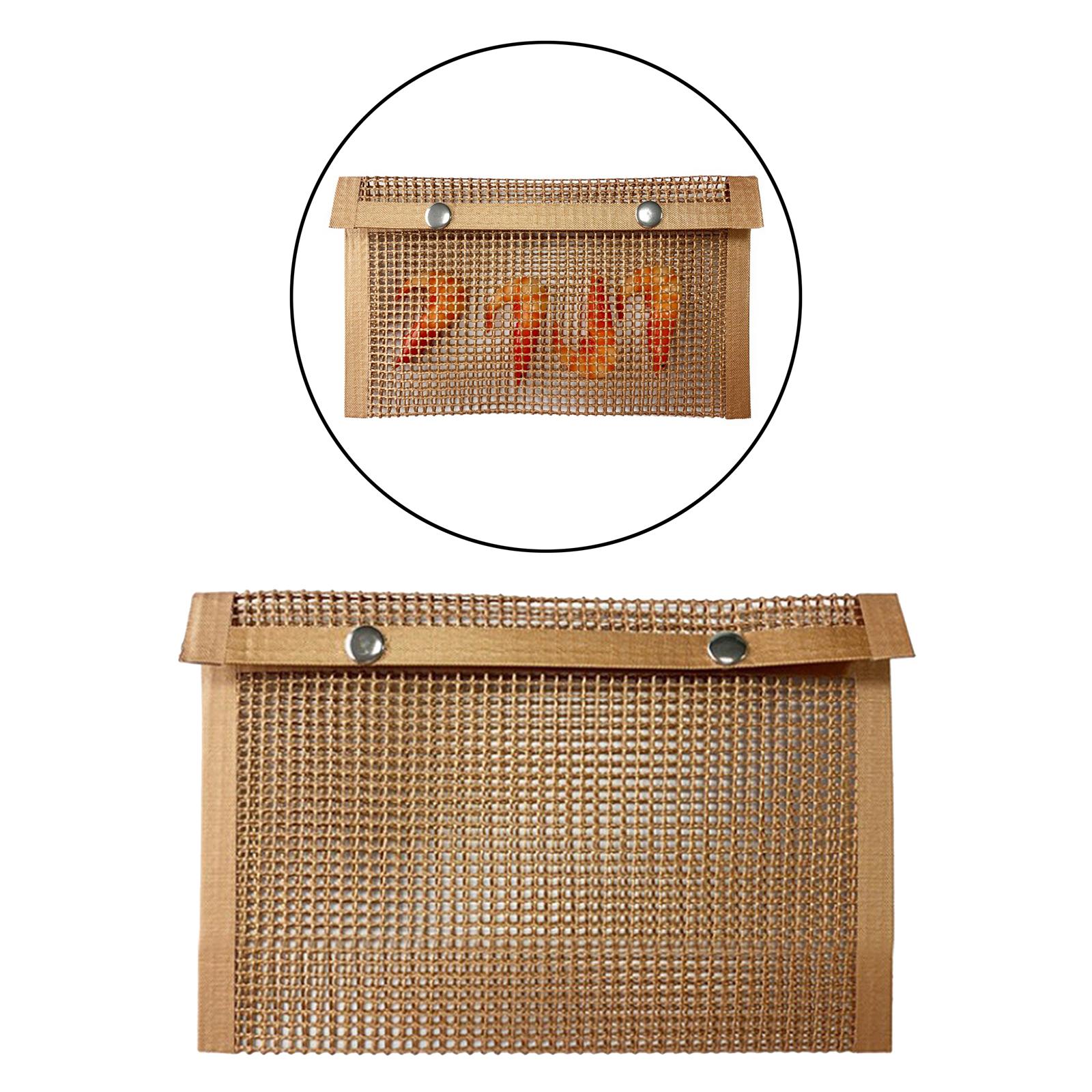Heat Resistance BBQ Grill Mesh Bag Non-Stick Barbecue Baking Bag 27x22cm