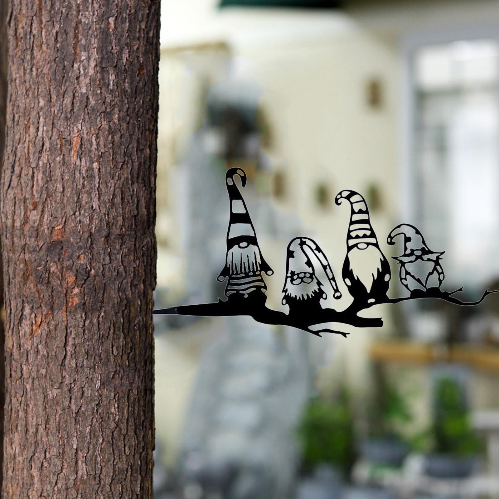 Metal Gnome Garden Silhouette Fairy Decorative House Barn Backyard Ornaments