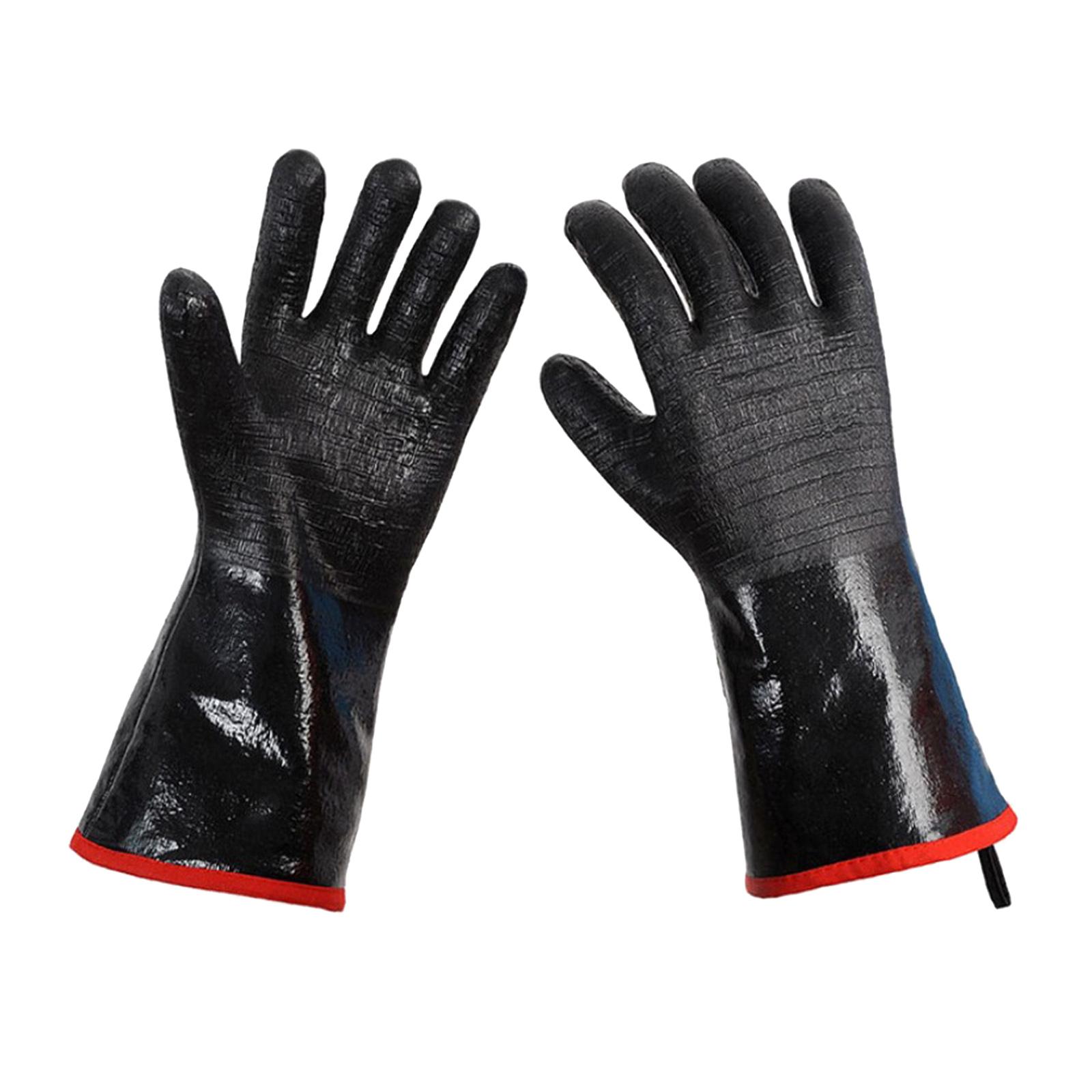 2 Pairs Neoprene BBQ Grill Gloves Heat Resistant Barbecue Gloves 14 inch 