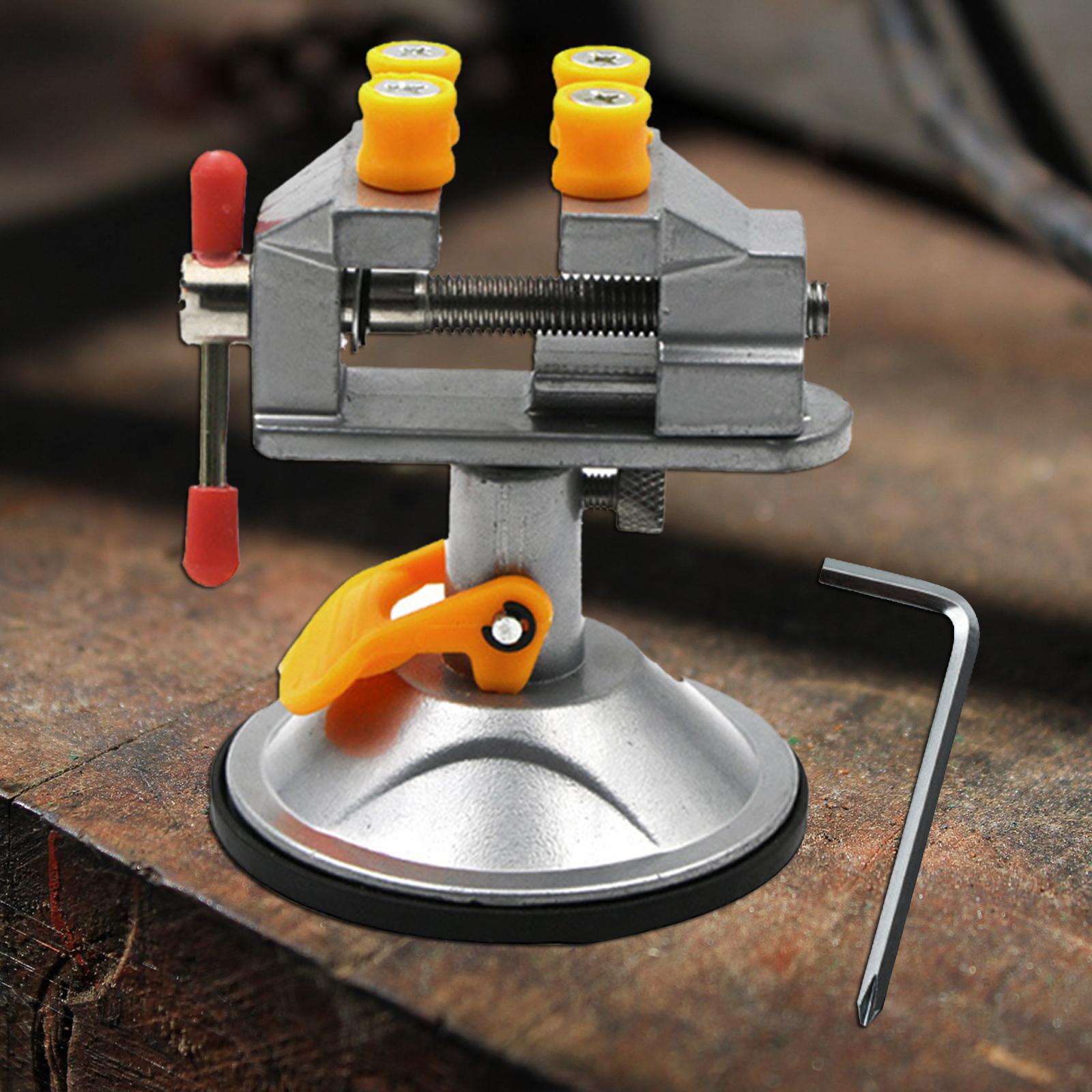 Suction Cup Swivel Vise Table Bench Vise Fixed Tool With Nails Silver 