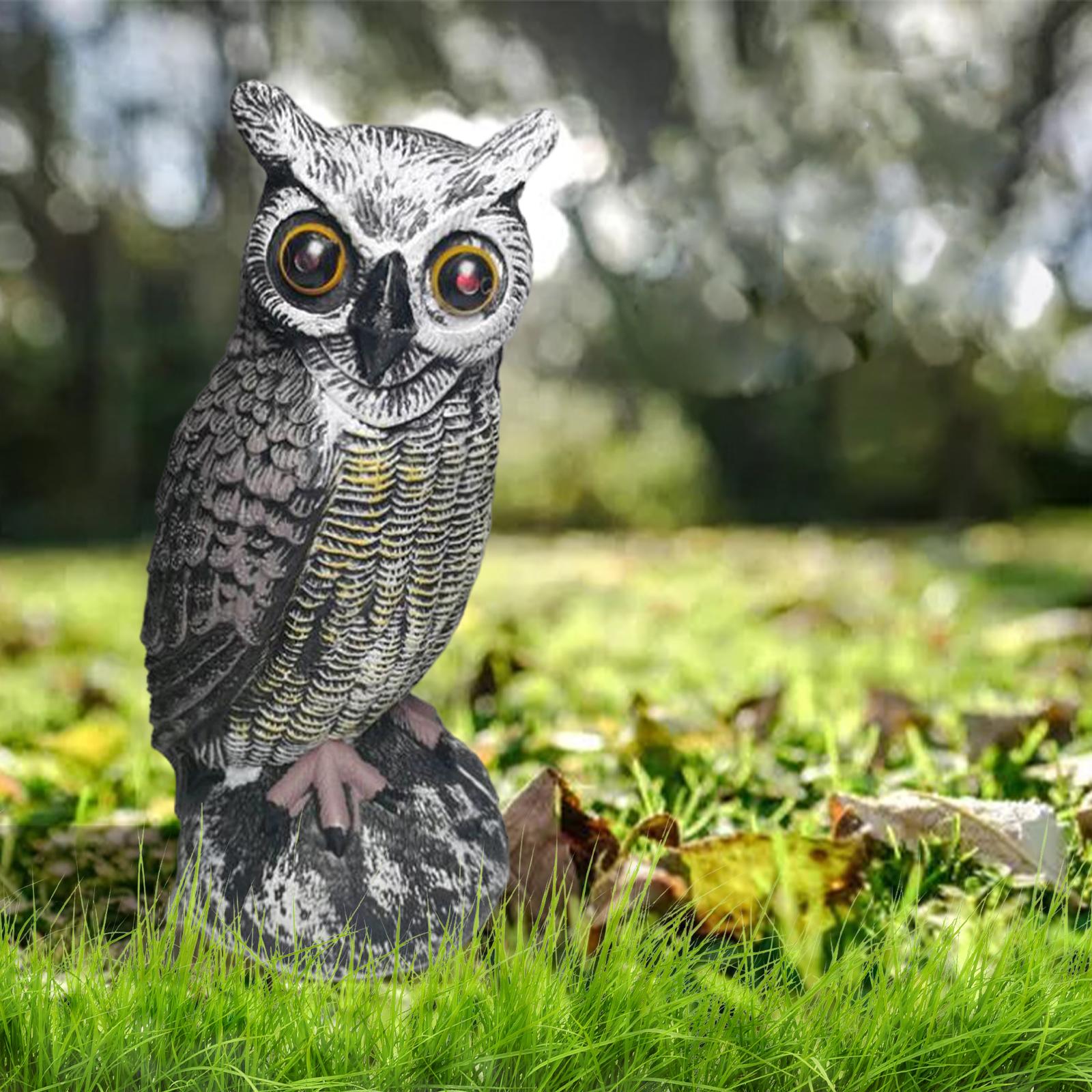 Scare Birds Away Scarecrow Geese Deterrent Devices Owl Decoy Statue Gray