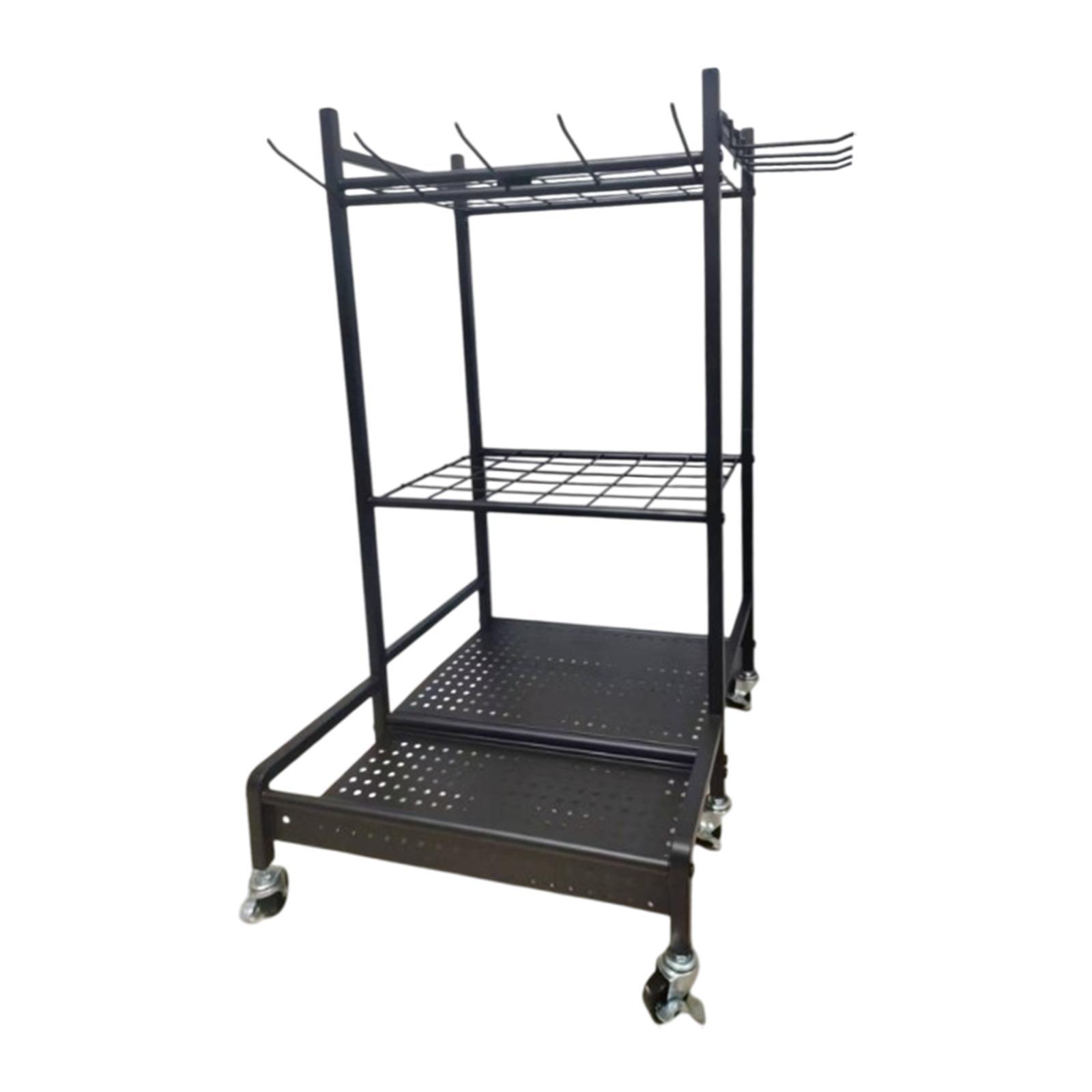 Garden Tool Organizer Storage Holder Home Workshop Shed Yard Tool Steel Rack With Wheels
