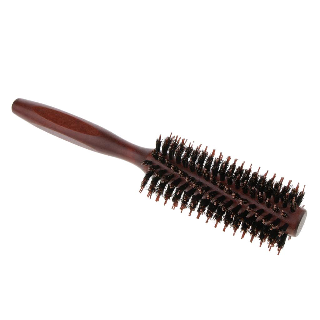 Wooden Handle Fiber Round Hair Care Brush Hair Against Hair Loss Twilled