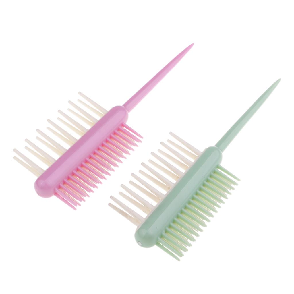 2pcs 2 Way Resin Straightener Curling Hair Comb Scalp Massage Brush Tail Tip