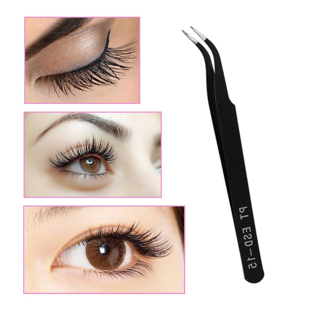 5pcs Stainless Steel Eyelash Extension Tweezer Application Cosmetic Curved