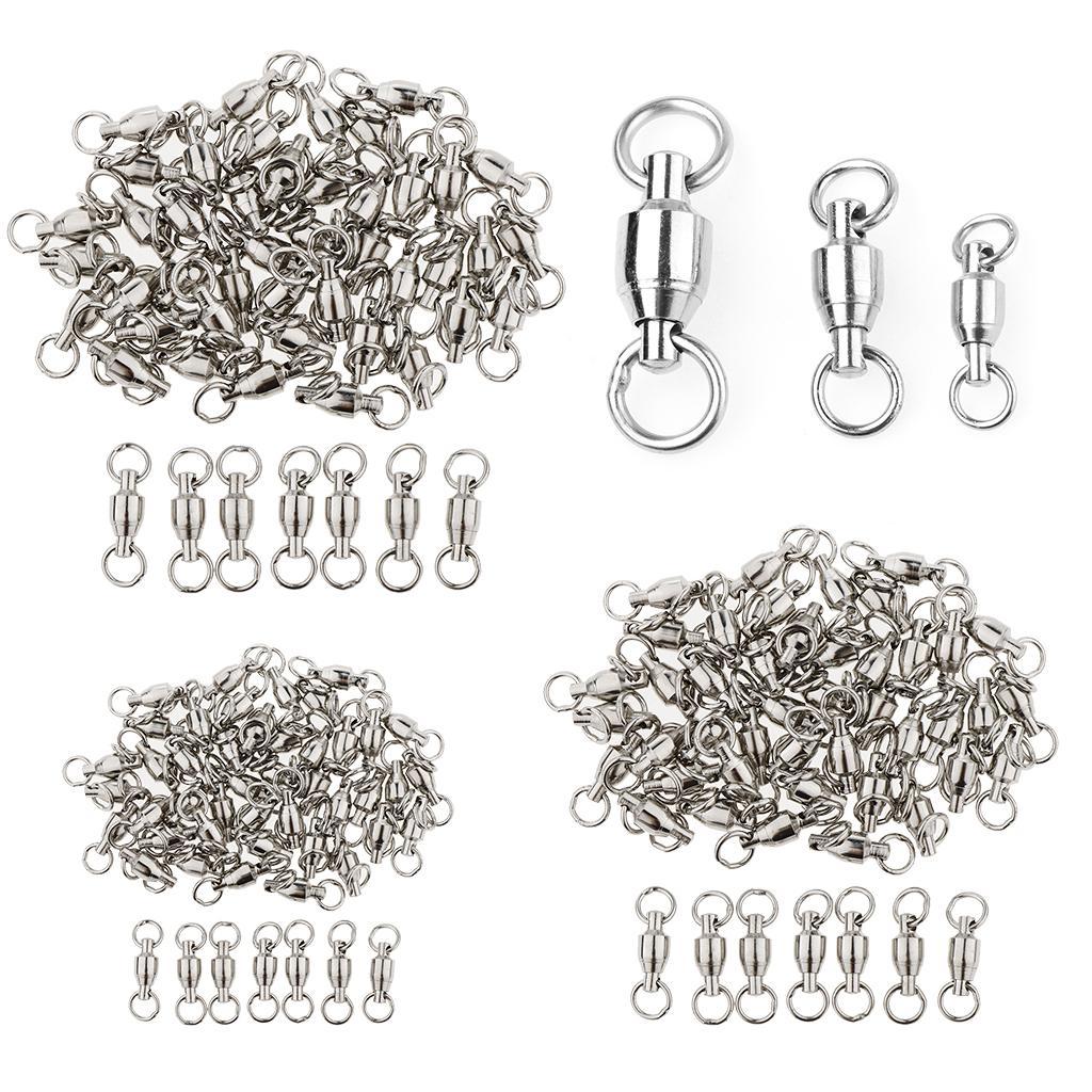 50Pcs Ball Bearing Swivels Fishing Snaps Hook Solid Ring Swivels 5