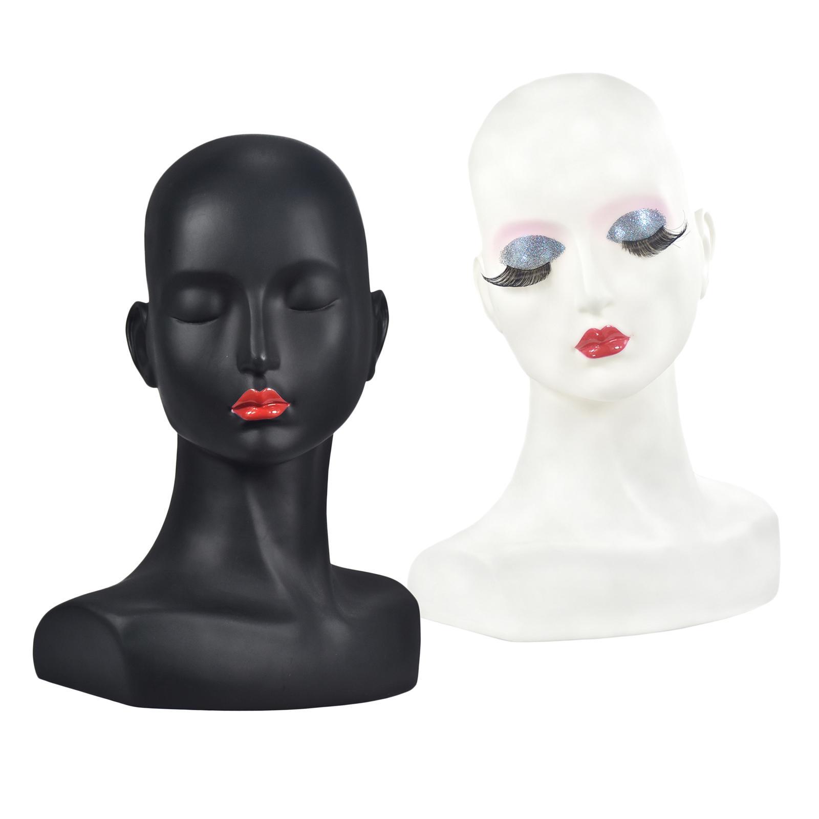 PVC Mannequin Female Head Model Dummy Wig Glasses Hat Display Stand White