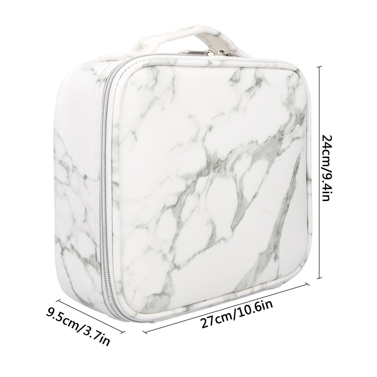 PU Leather Travel Makeup Case Cosmetic Tools Holder Adjustable Marble