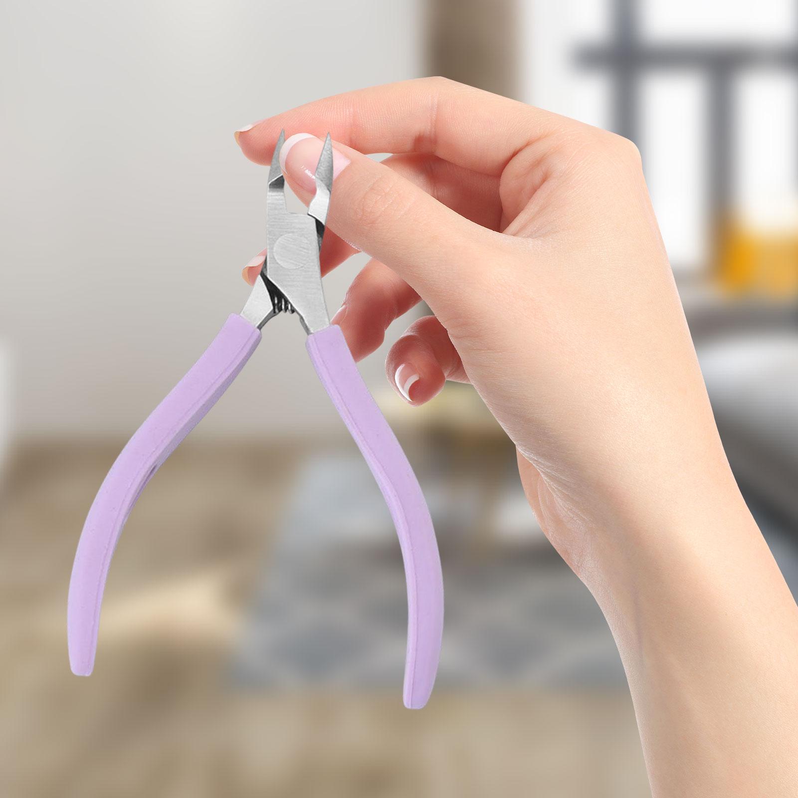 Stainless Steel Cuticle Cutter Scissors Anti Slip Silicone Handle Salon Purple
