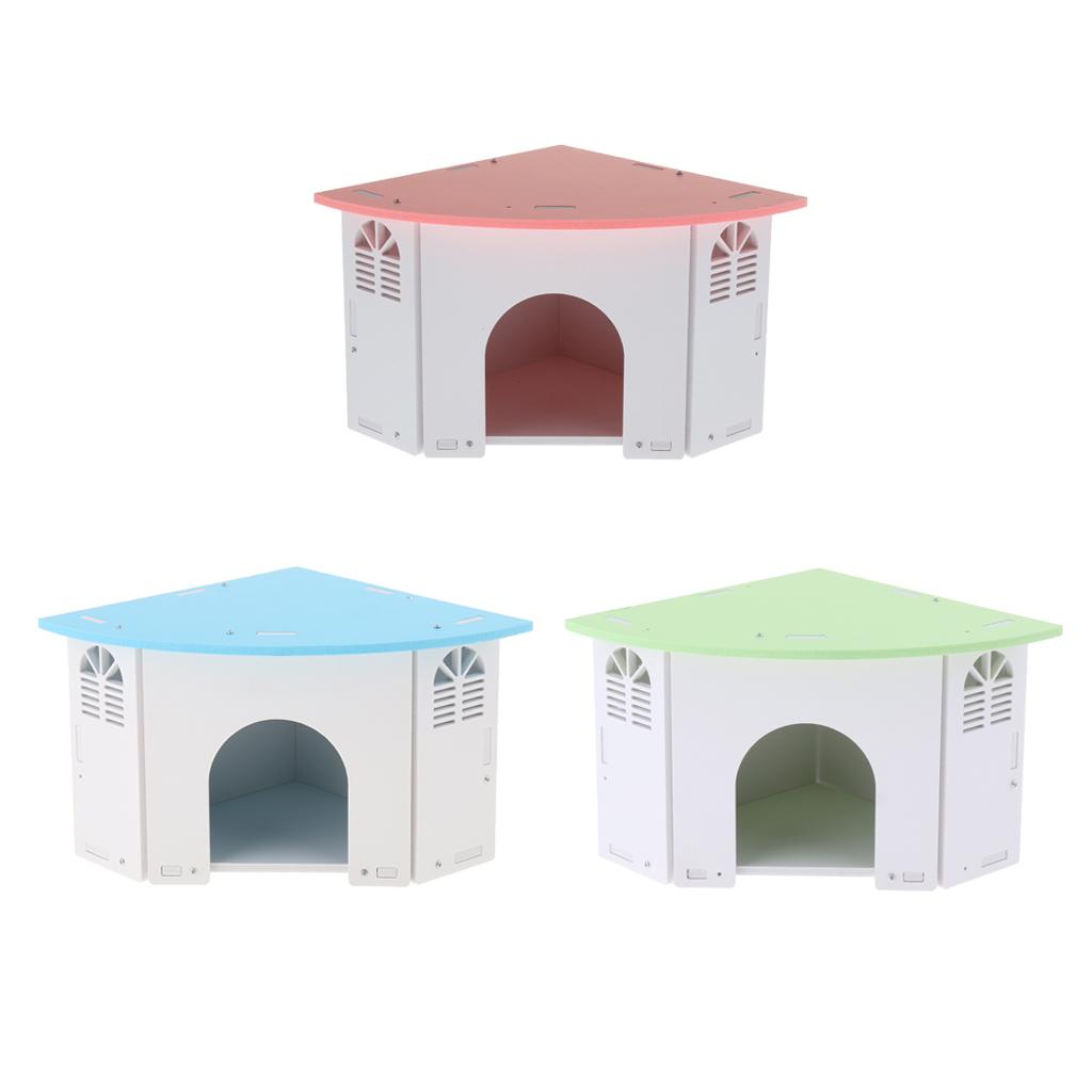 Small Animals House Cage Wooden Villa Hut Toy Hamster Exercise Toy Pink