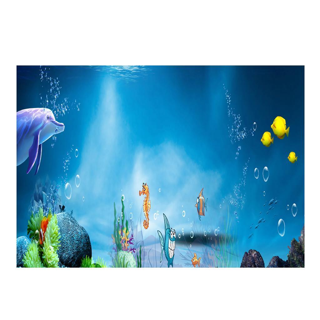 3D Effect Aquarium Fish Tank Background Submarine Reef Aquarium Poster Adhesive Fish Tank Wall Decorations Sticker Paper Cling Decals 