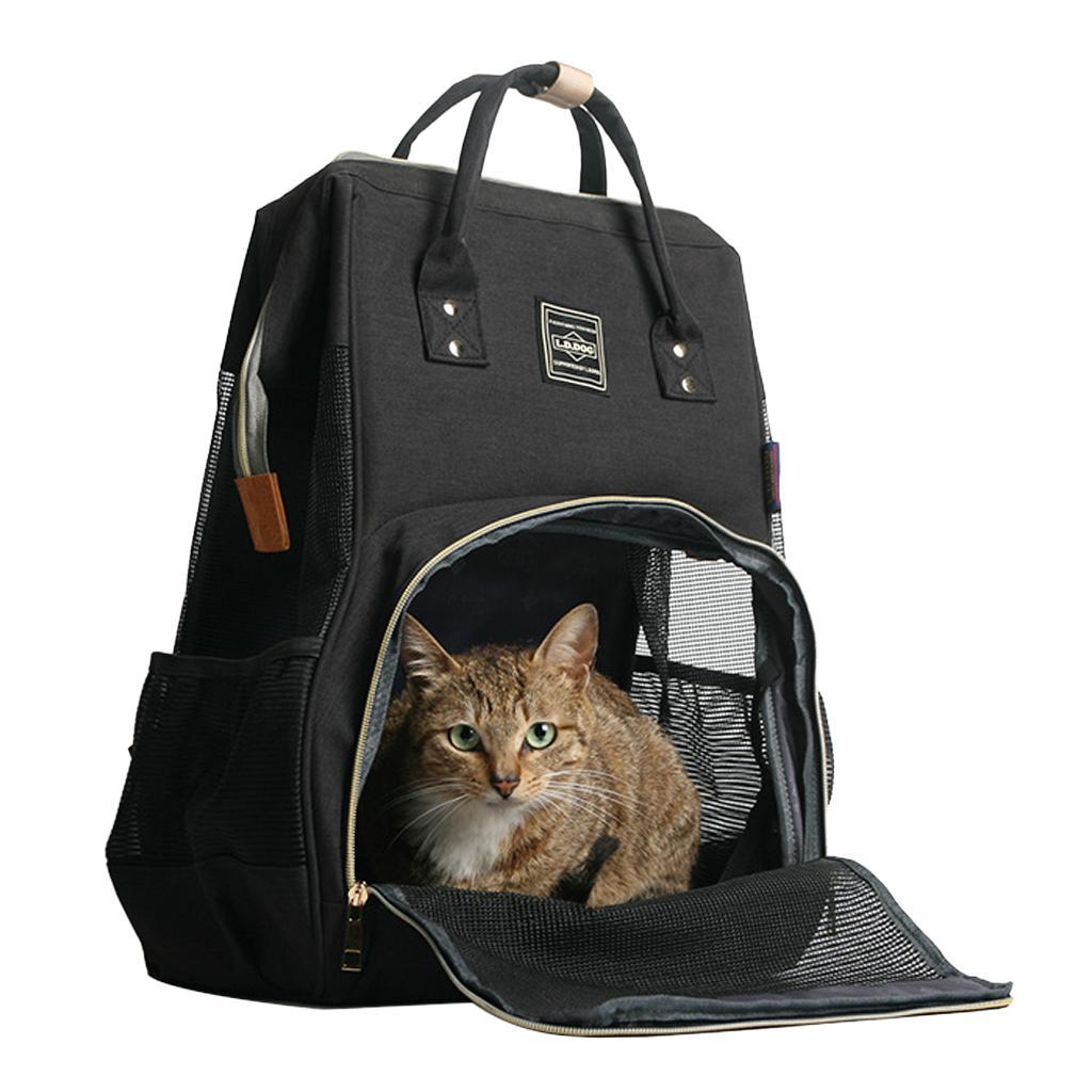 Cat Carrier Backpack Small Dogs Shoulder Bag for Travel Black