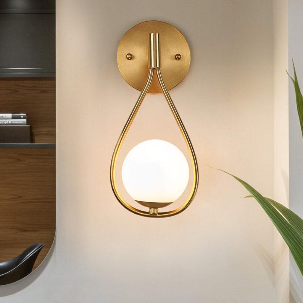 Nordic Modern Vanity Brass Wall Lights Fixtures Bedside Lamp Glass Shade