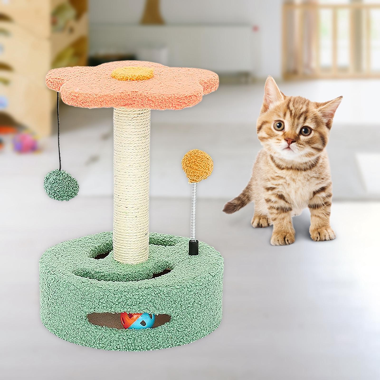 Sisal Cat Scratching Post Hanging Ball Toy 35x25cm Pink Top