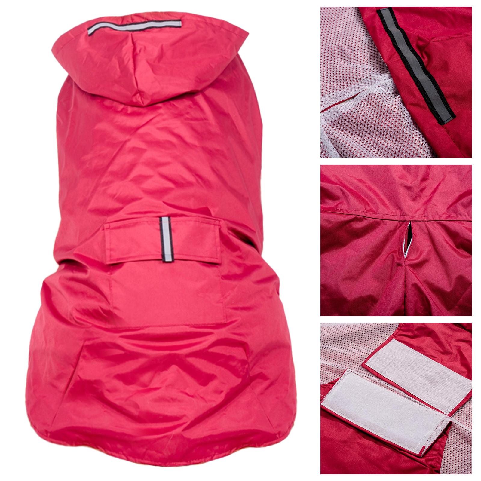 Reflective Strip Large Dog Raincoat Pet Poncho Rainwear Clothes Red 4XL