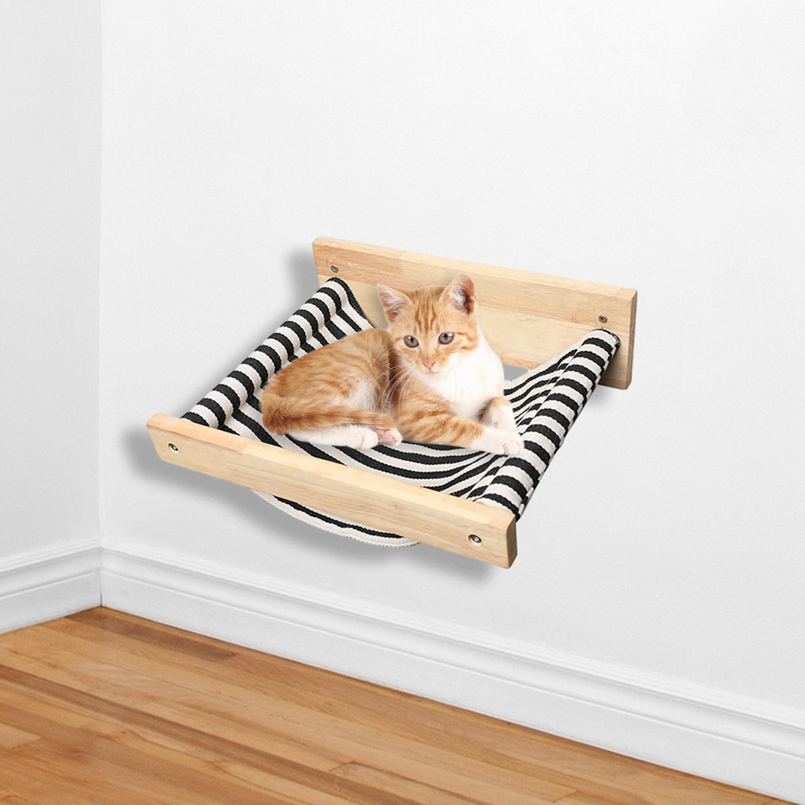 Hanging Cat Hammock Soft Playing Space Saving Solid Black Stripe Cat Shelves
