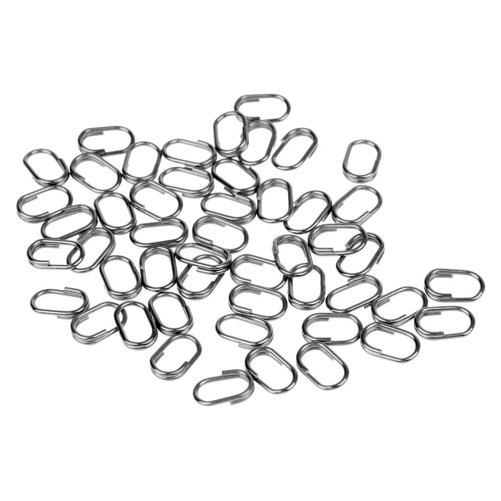 50pcs Sea Fishing Oval Split Ring Stainless Steel Snap Double Loop ...