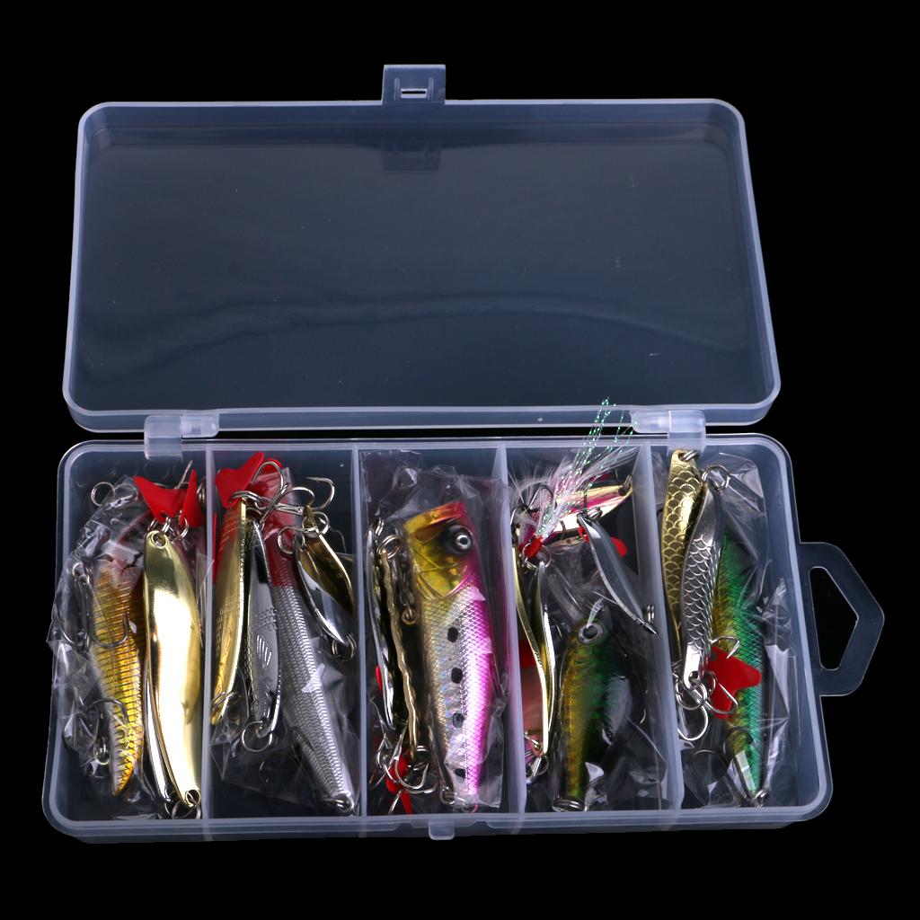 Fishing Lures Kit Mixed Hard Lures Spoon Baits and Accessories
