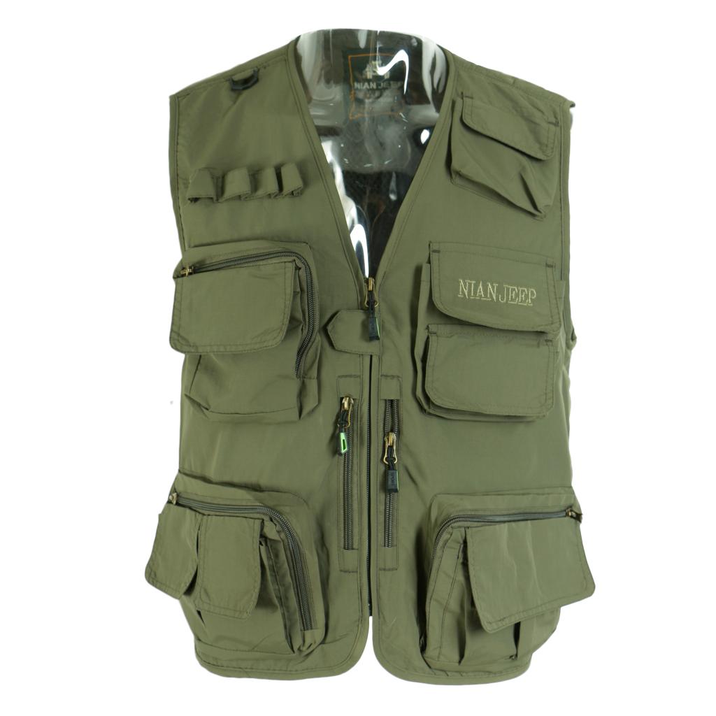 Mesh Sleeveless Utility Multi Pocket Zip Tool Vest Work Wear Waistcoat Gilet 
