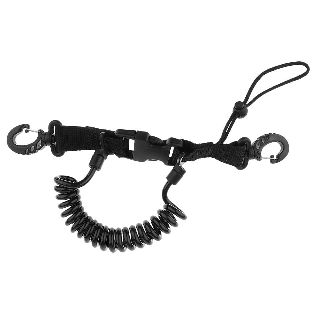 Lanyard Spring Coil Camera Torch Scuba Diving With Clip Quick Release Buckle 