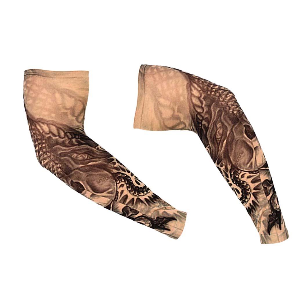1 Pair Temporary Fake Slip On Tattoo Arm Sleeves Sun Protection