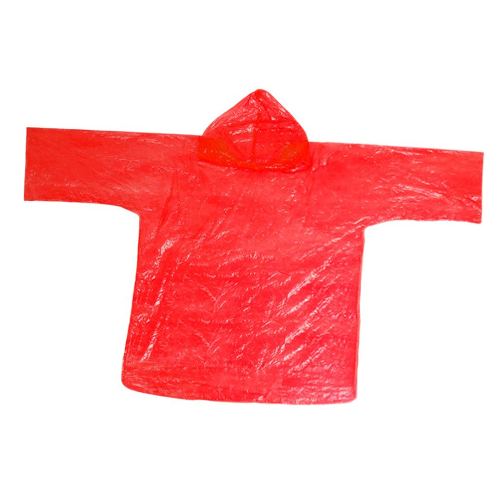 Disposable Raincoat Portable Hooded Rain Cover for Camping Fishing Red