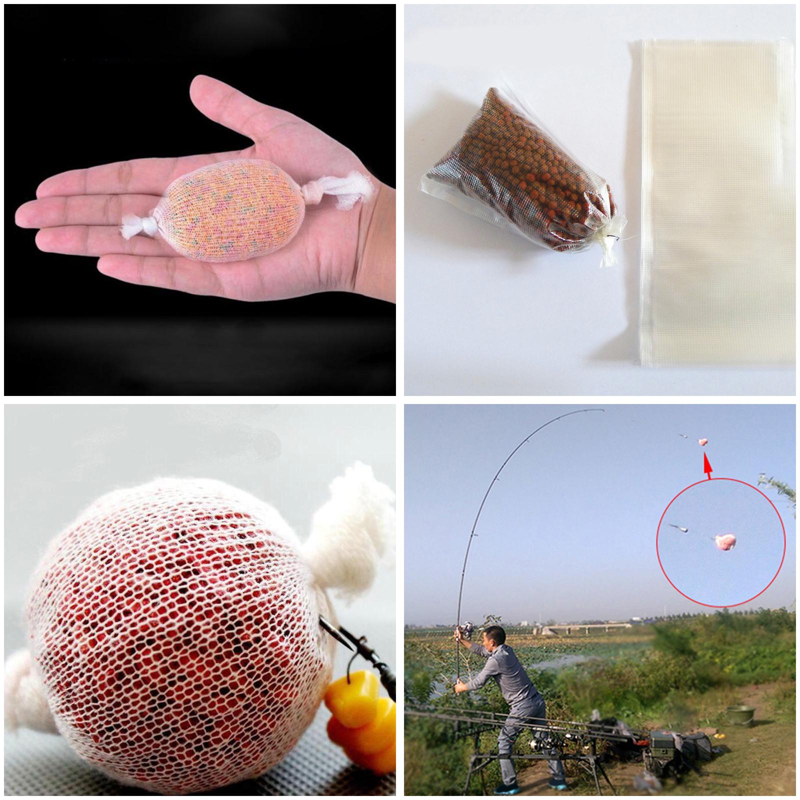 5xFishing Mesh Bait Bags PVA Mesh Carp Fishing Water Soluble 20PCS 8x16cm