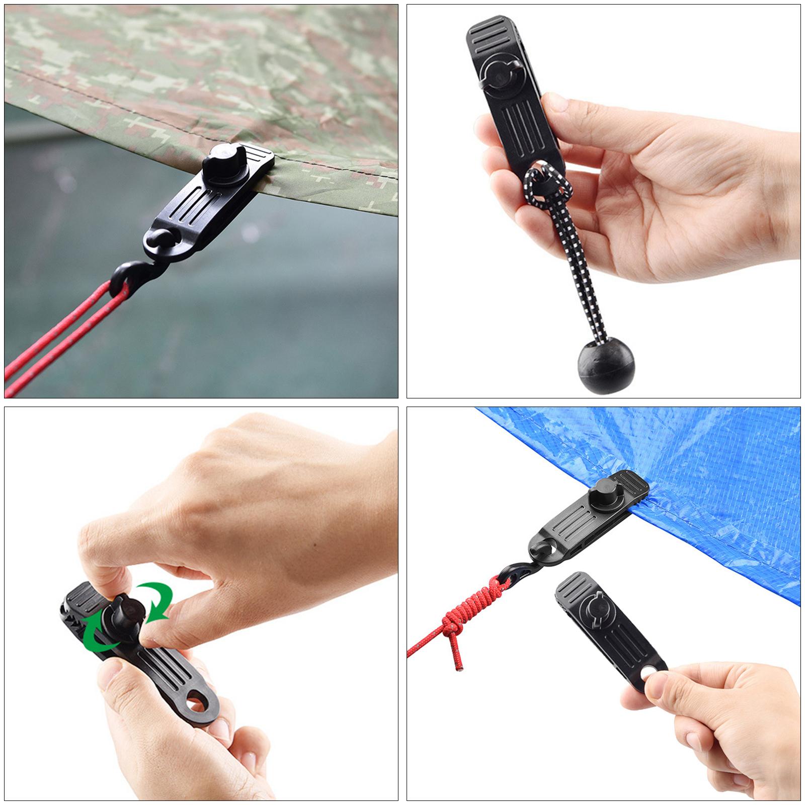 10 Pieces Tarp Clips Clamp Awning Tighten Tent Snaps with Carabiners 