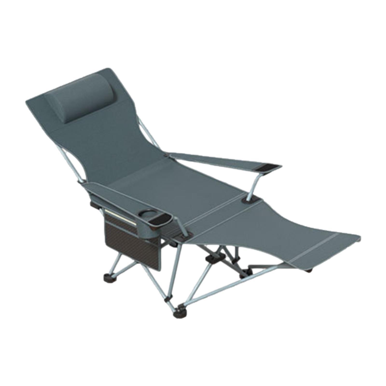 Camping Lounge Chair with Footrest Adjustable Armchair Folding Camping Chair Grey